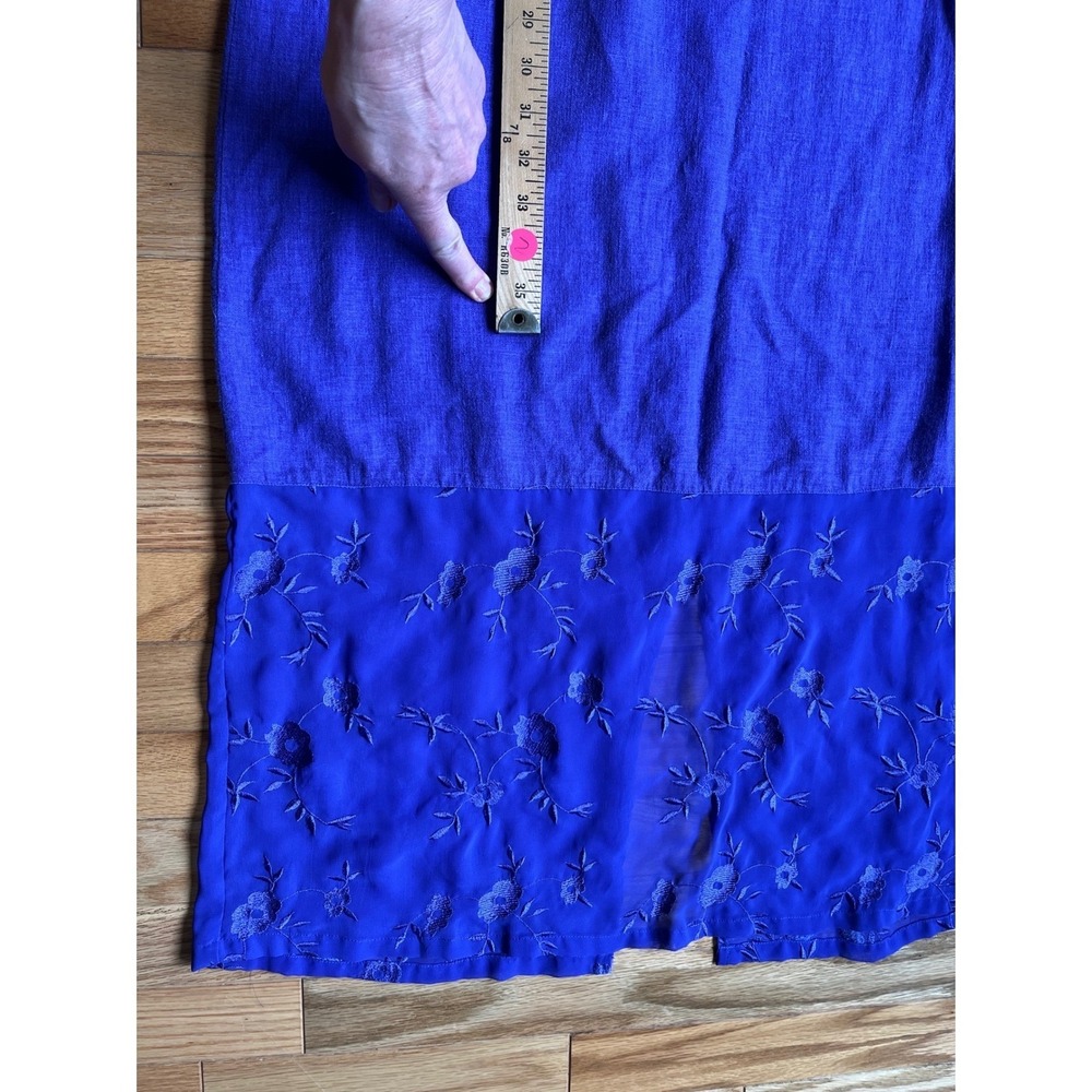 Vintage Country Wear Casuals Purple Linen Blend Embroidered Hem Sun Dress M - Picture 5 of 7